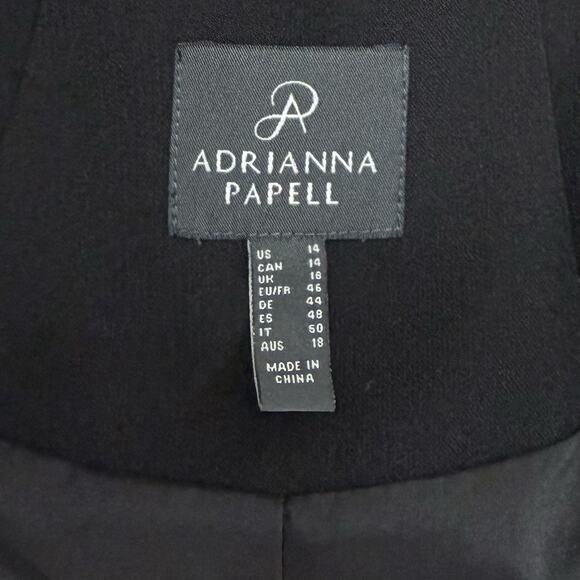 Adrianna Papell Blazer Jacket Women's 14 Plain Black Cropped Bell Sleeves - Picture 8 of 11